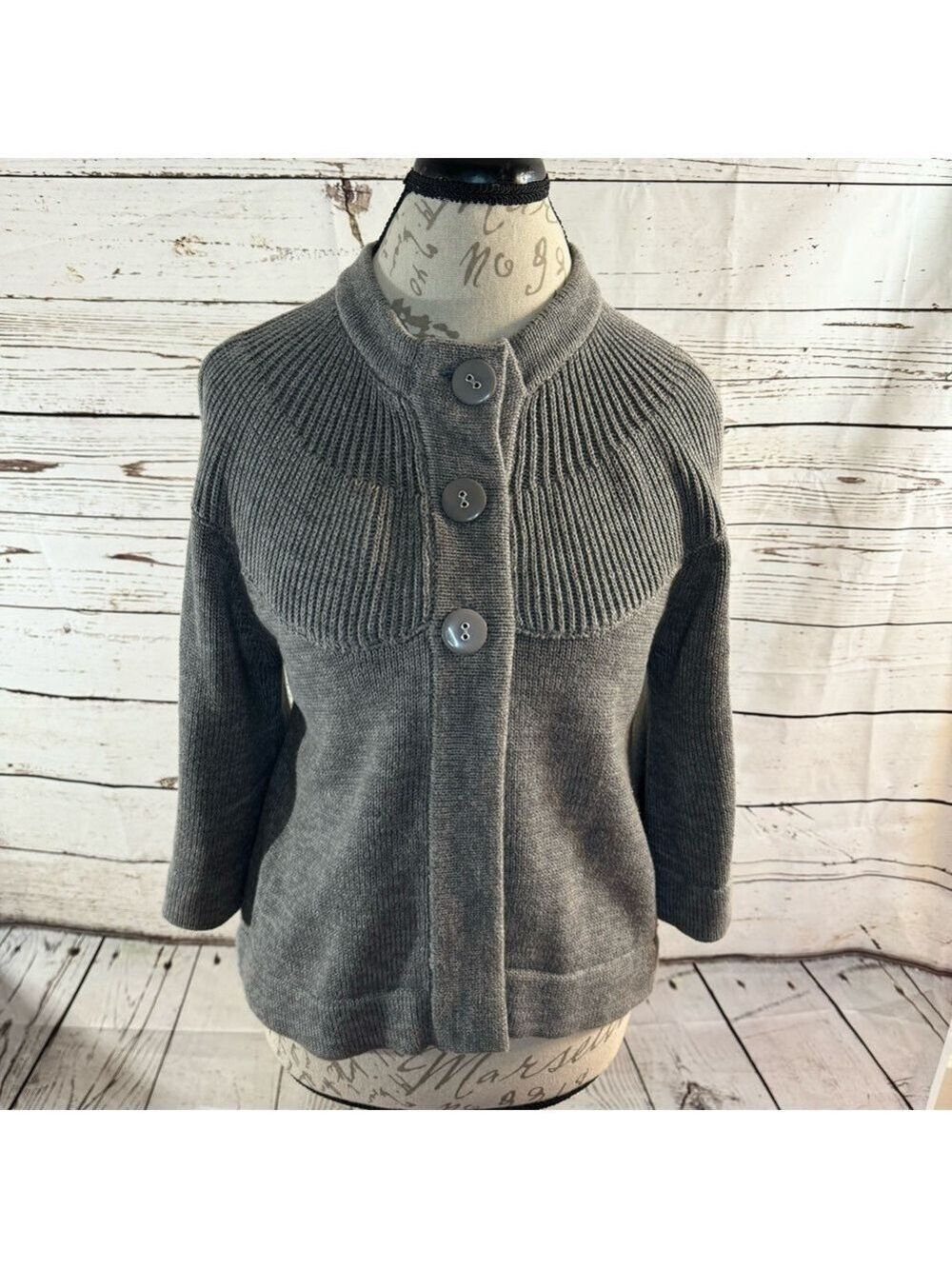 Bandolino Sweater Cardigan Gray Large
